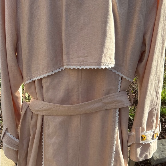 Avec Les Filles Pink Trench Coat with White Accents - Picture 9 of 9